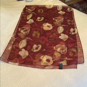 Floral Sheer Scarf in Burgundy and Beige